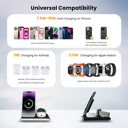 4-In-1 Foldable Wireless Charging Station with LED Night Light