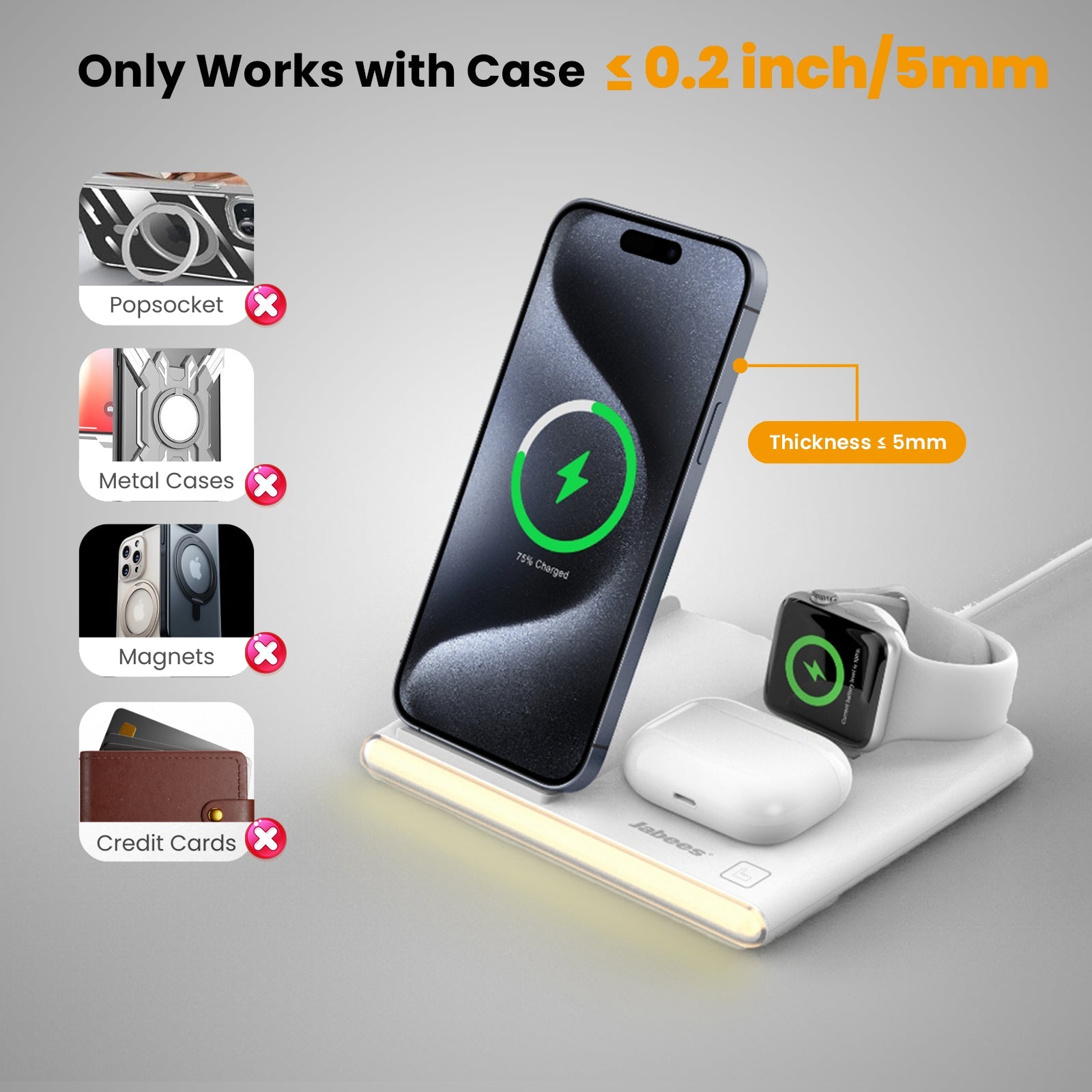4-In-1 Foldable Wireless Charging Station with LED Night Light