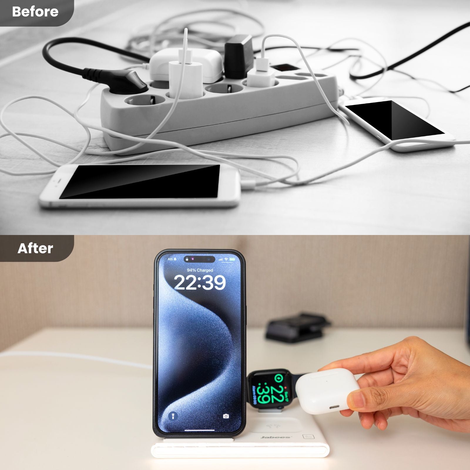 4-In-1 Foldable Wireless Charging Station with LED Night Light