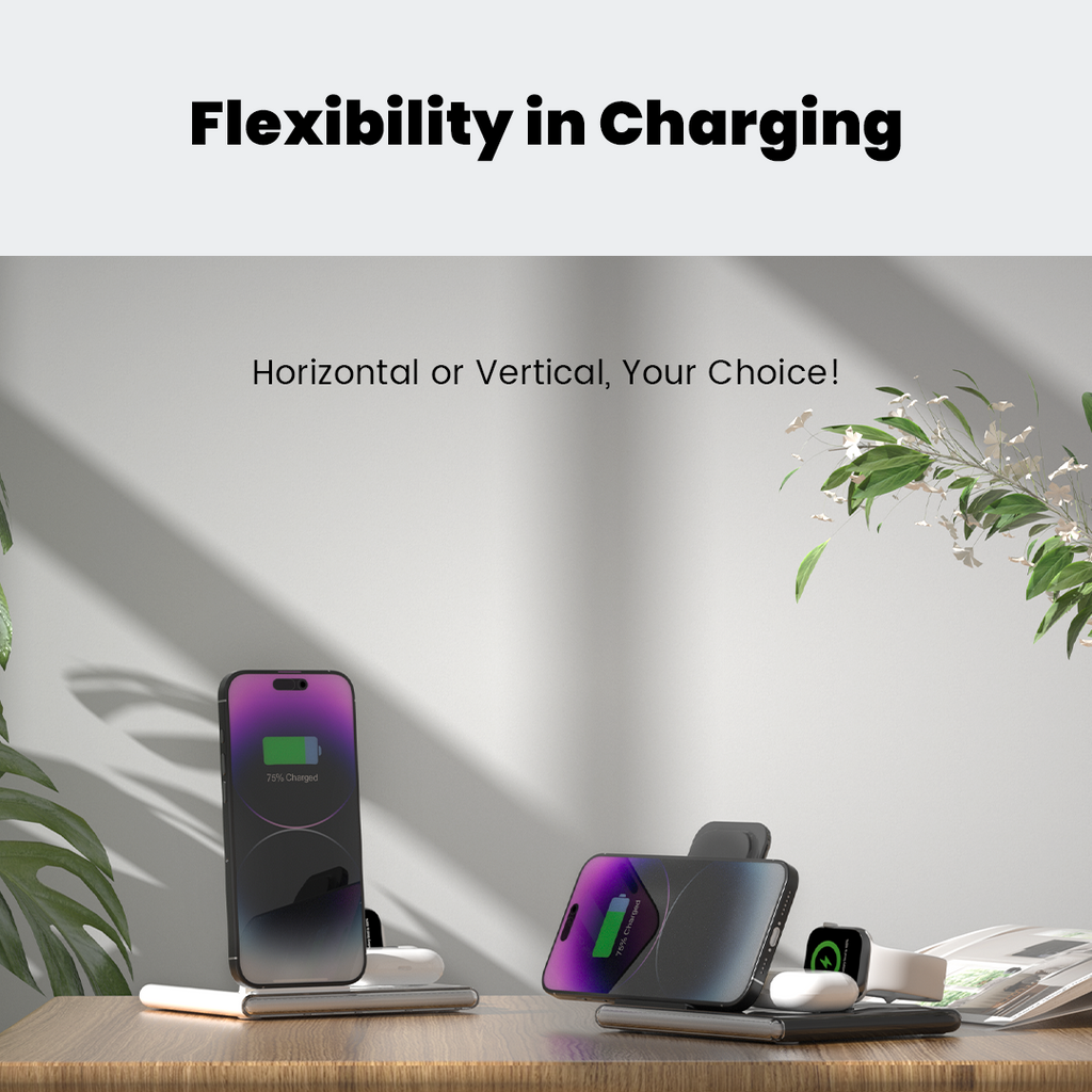 4-In-1 Foldable Wireless Charging Station with LED Night Light