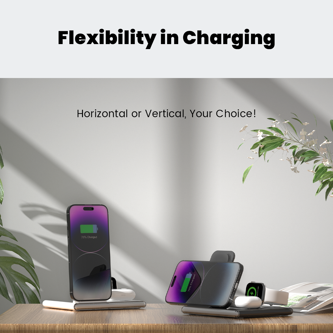 4-In-1 Foldable Wireless Charging Station with LED Night Light