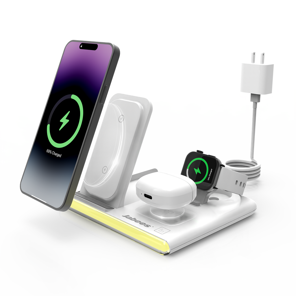 4-In-1 Foldable Wireless Charging Station with LED Night Light