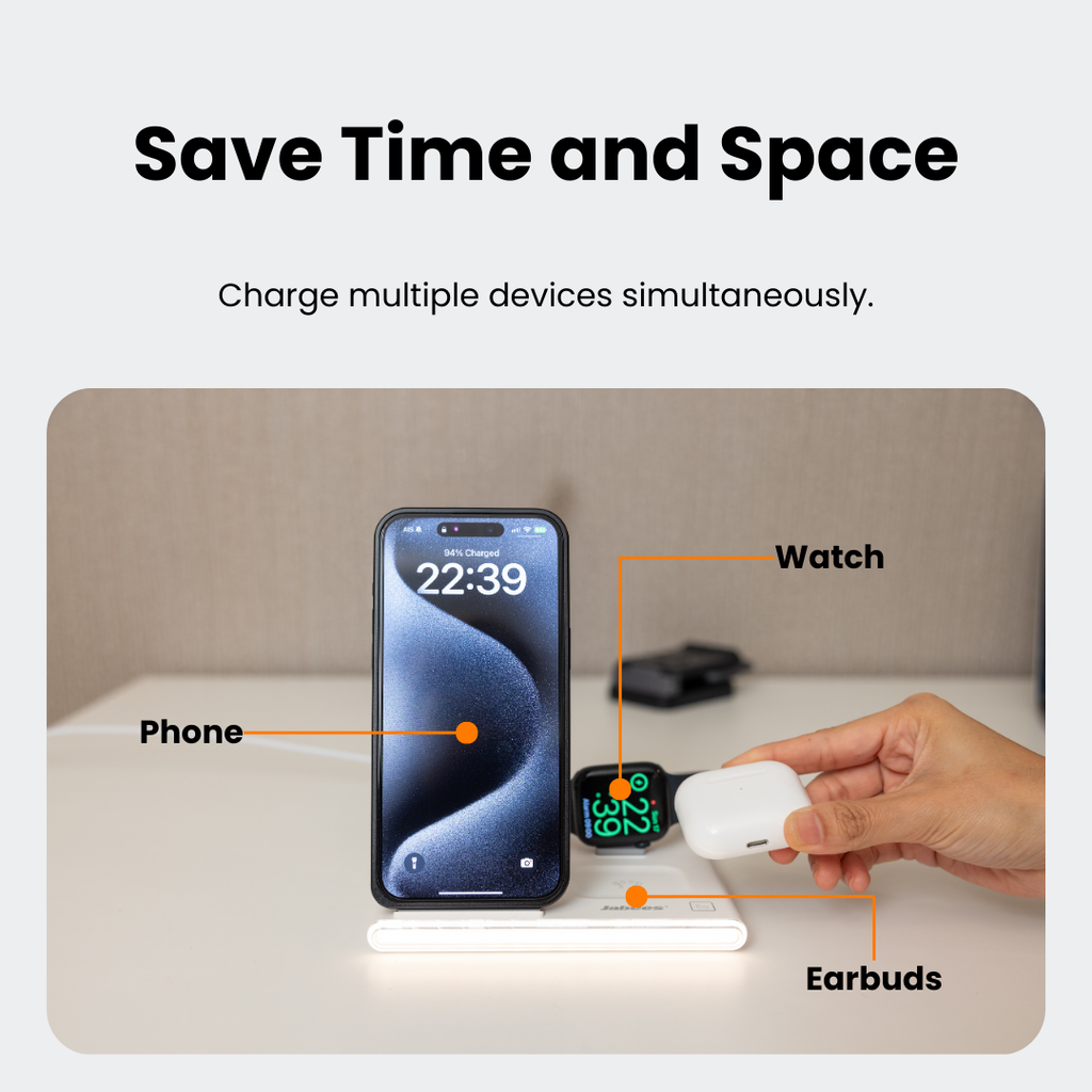 4-In-1 Foldable Wireless Charging Station with LED Night Light