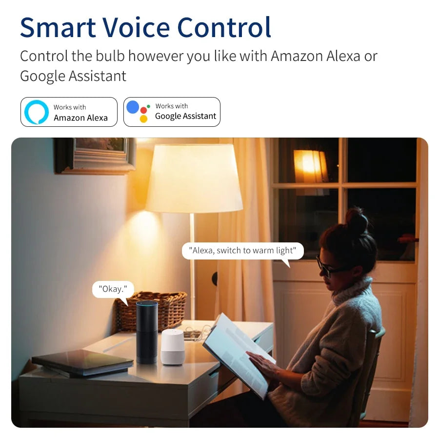 Tuya Smart Wifi LED Light Bulbs 220V 110V 10W 15W 20W E27 Alexa LED Lamp RGB Smart Life APP Google Assisatnt Voice Control
