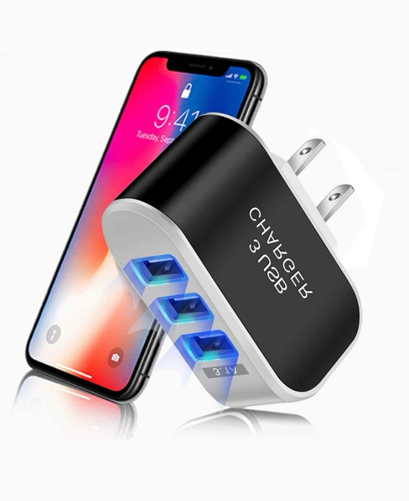 USB Wall Charger Plug Cube 3 Port